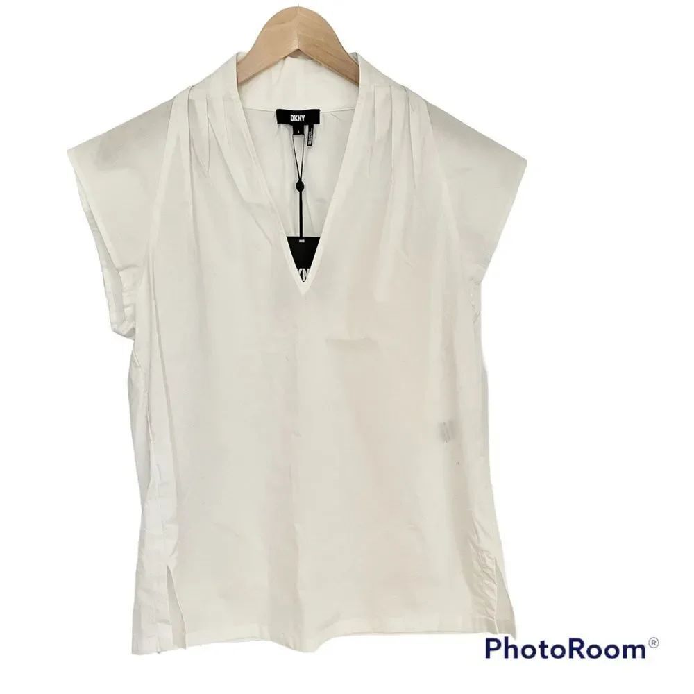 DKNY New Shawl Deep V Short Sleeve Tunic